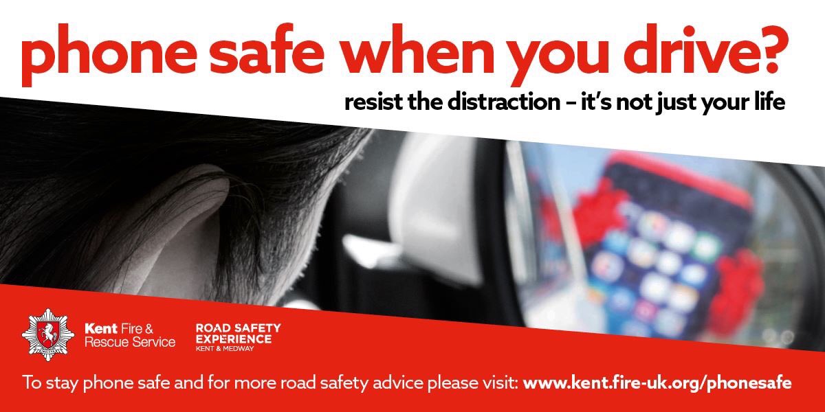 kentfirerescue's tweet image. From today - Penalties for using a phone at the wheel double to six points and come with a £200 fine - Are you #phonesafe?