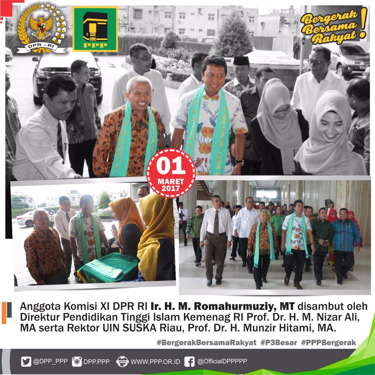 Disambut Rektor UIN Suska Riau, Ketum <a href="/DPP_PPP/">DPP PPP</a>, @MRomahurmuziy hendak mengisi Kuliah Umum Pascasarjana
#PPPBergerak