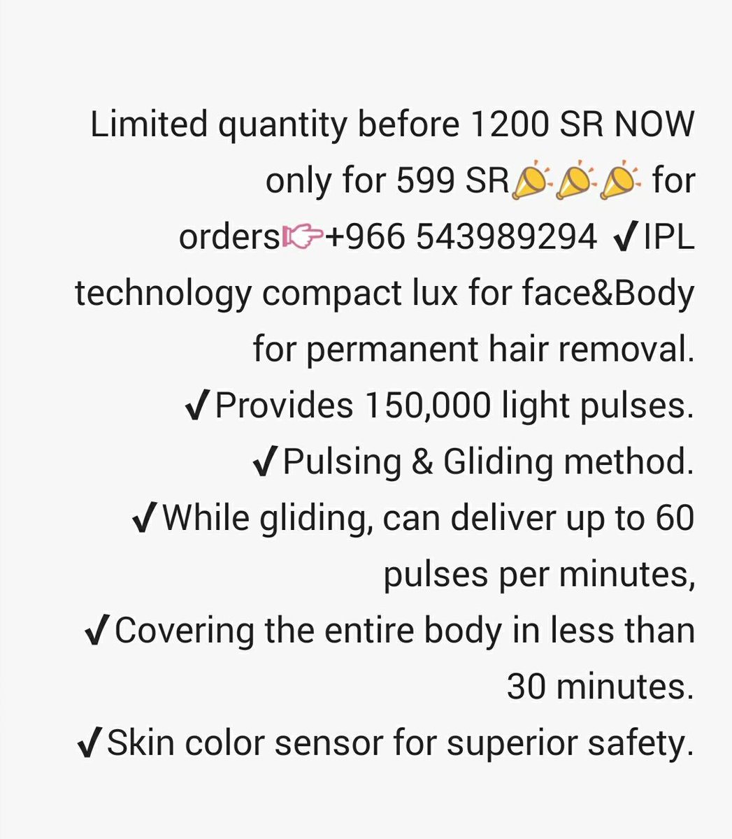 NazihKSA's tweet photo. #nazihksa #Nazih #wherebeautybegins #homebeauty #ipltechnology #Love #hair #hairremoval #laser #bestoftheday #bestoftheday #offers
♥ https://t.co/sp03rMDGTy