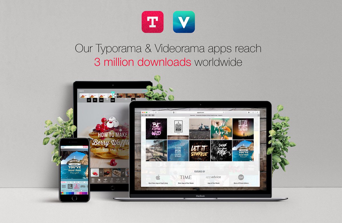 Celebrating 3M downloads with our @TyporamaApp and @VideoramaApp on the App Store!