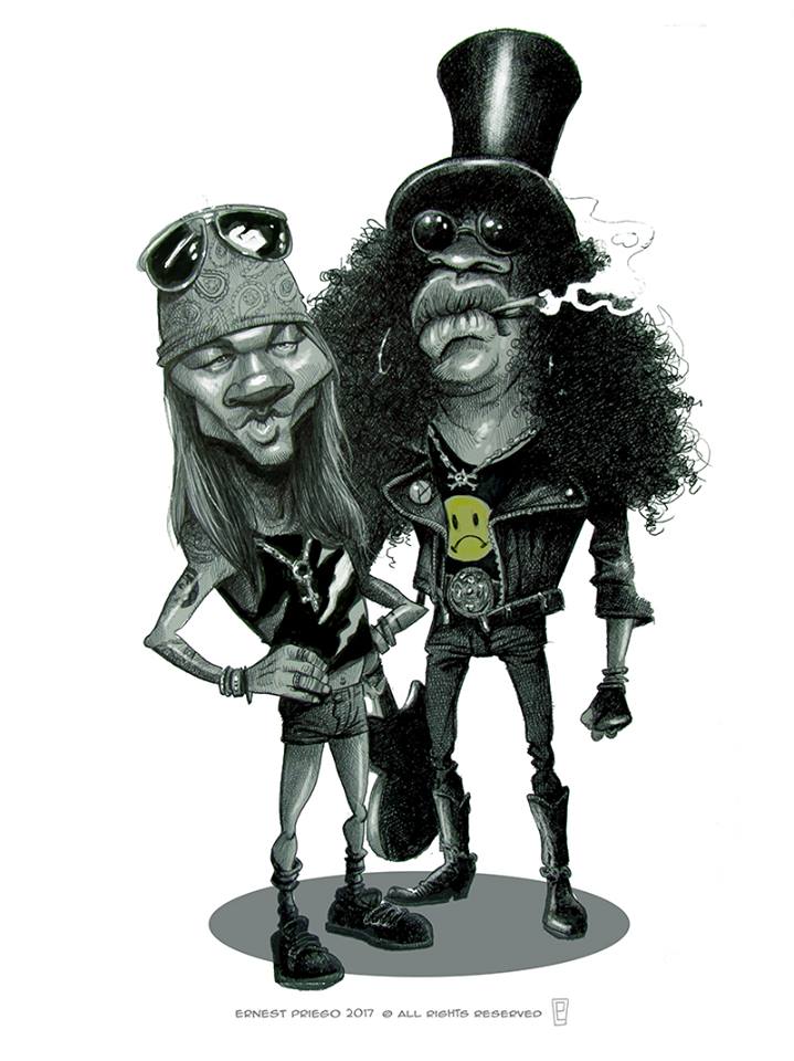 SOMOSCARICATEAM's tweet photo. #FelizMiercoles esta es una #caricatura de #Slash y #AxelRoses @RockFM_ES @MartaVazquez @Ernesto_Priego https://t.co/5YeSwp0XIv
