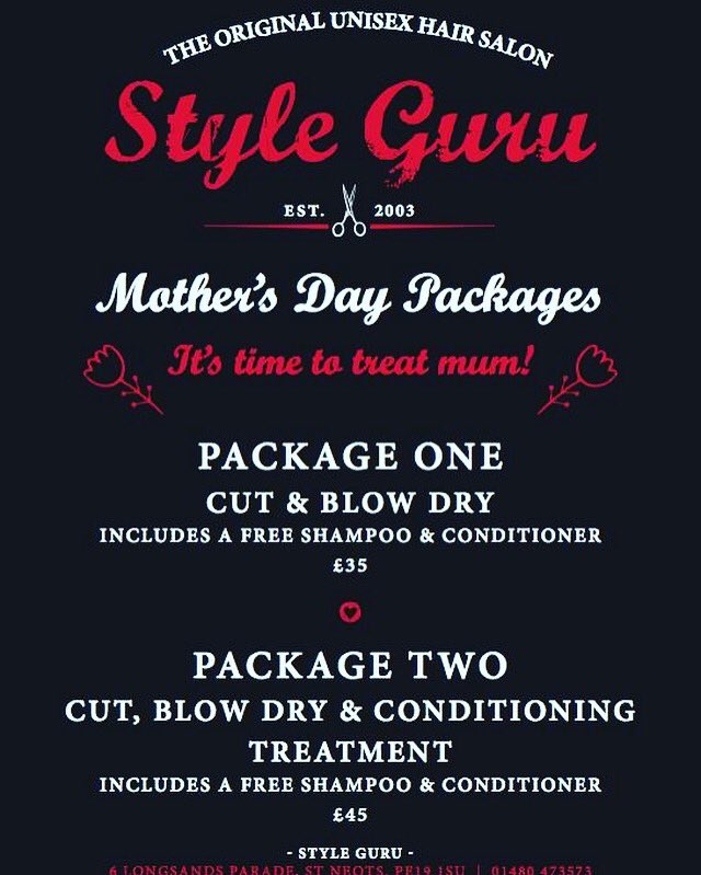 StyleGuru16's tweet photo. Good Morning!
We are open today 9am - 5.30pm

🔥 Check out this month's HOT Promotion! 🔥

📞 01480 473573 📞

#thebestofstneots #stneots https://t.co/8LCLxYCcux