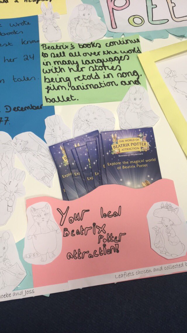 ws_english's tweet photo. Our first #WBD poster entry! 7W have worked so hard on their Beatrix Potter factual display #dedication #worldbookdayprep https://t.co/mnaKD42MS0
