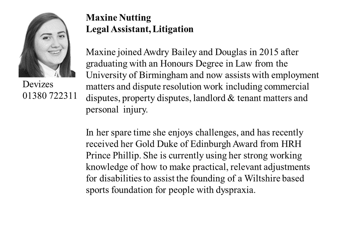 ABDlitigation's tweet photo. Maxine joined @awdry1750 in 2015 as a Legal Assistant and can assist with #litigation and #employment issues https://t.co/5jZJSNGuRC