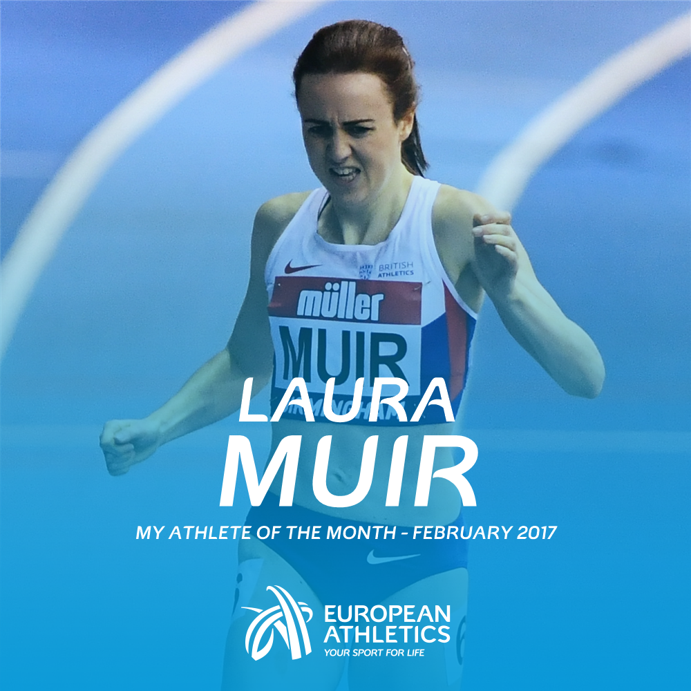 EuroAthletics's tweet photo. RT to vote for Laura Muir as your #athleteofthemonth!

Muir broke European indoor records over 1000m (2:31.93) and 3000m (8:26.41). https://t.co/JLEz96bCfv