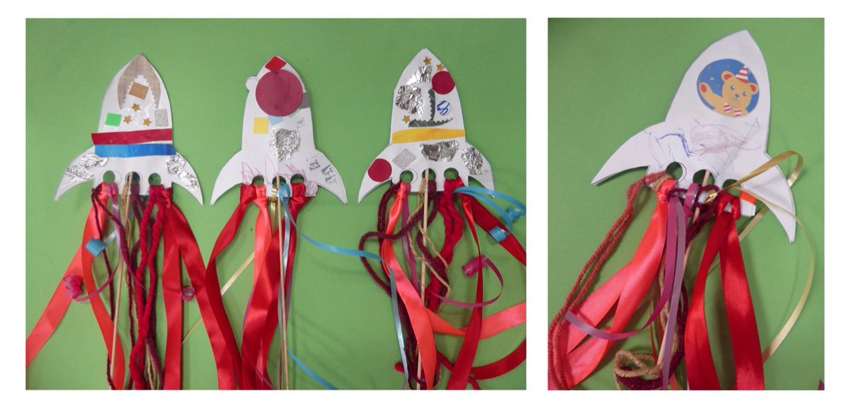 juliajowett's tweet photo. We made spangly paper rockets and flew our #GrowUpGreat bears to the moon and back #childrenscraftworkshops #familycrafts https://t.co/A1SPQSB5UH