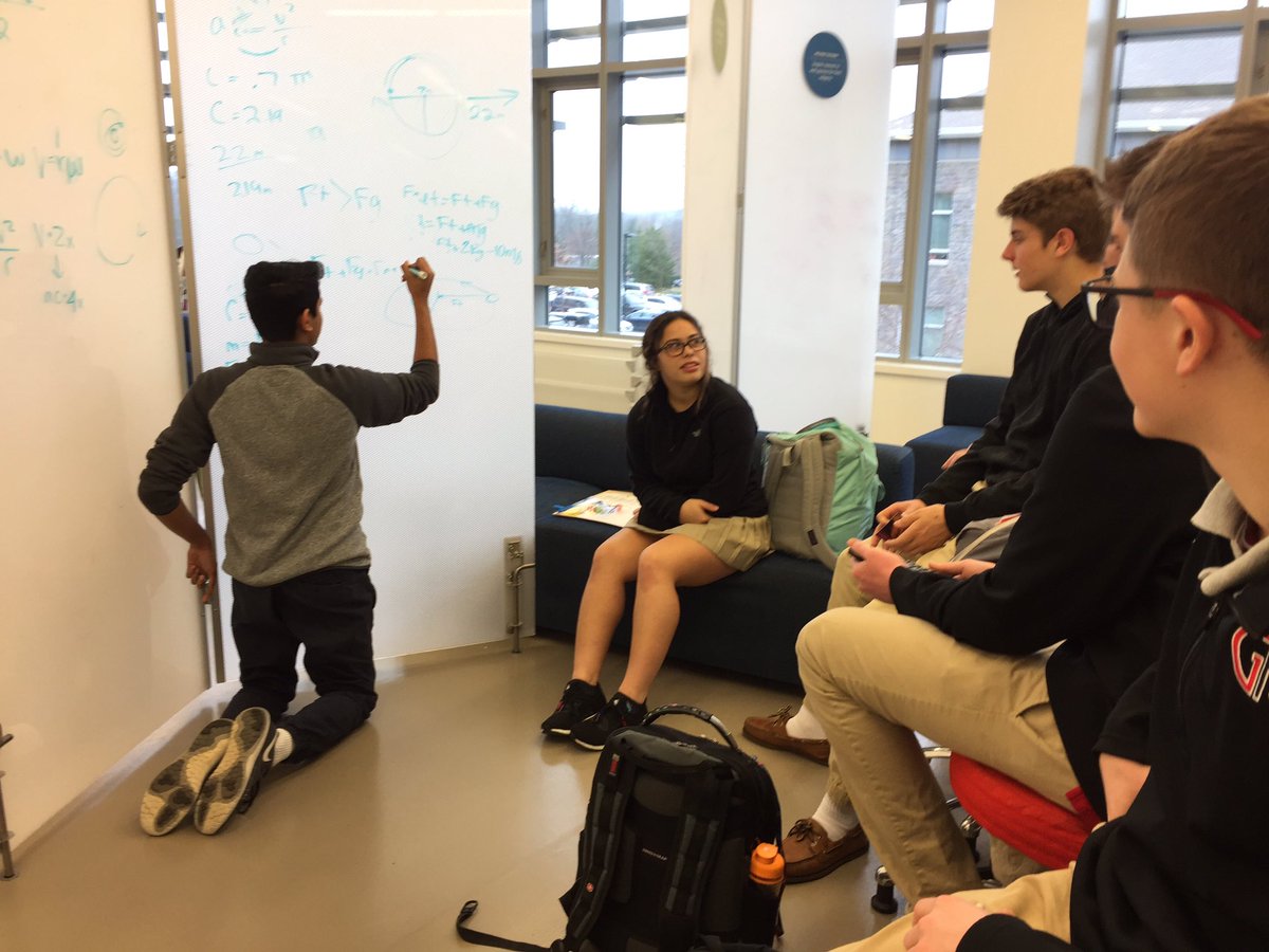 GA1759's tweet image. Physics students using the collaborative working space in the Beard Center for Innovation to prep for an upcoming test. #PhysicsFirst