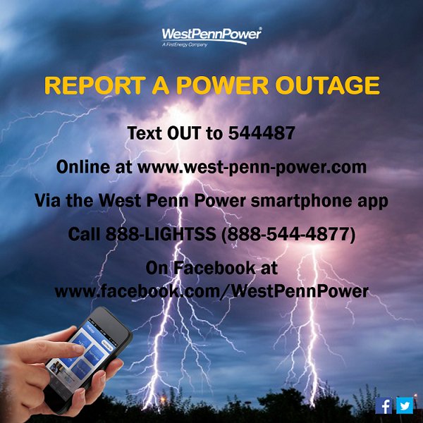 West Penn Power On Twitter We Continue To Monitor The High Winds And Thunderstorms Expected Today If You Experience A Weather Related Outage Please Let Us Know Https T Co F8l0no3ft4