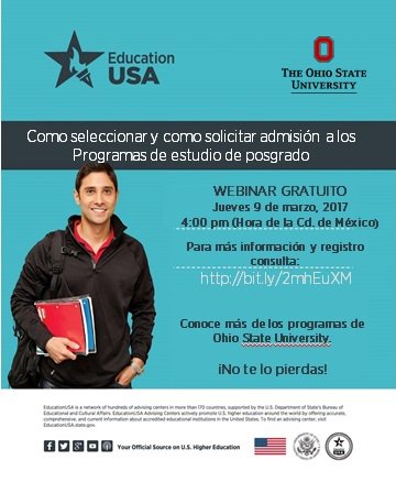 No te pierdas el Webinar de la Universidad Estatal de Ohio coordinado por el centro de EducationUSA en Sonora.