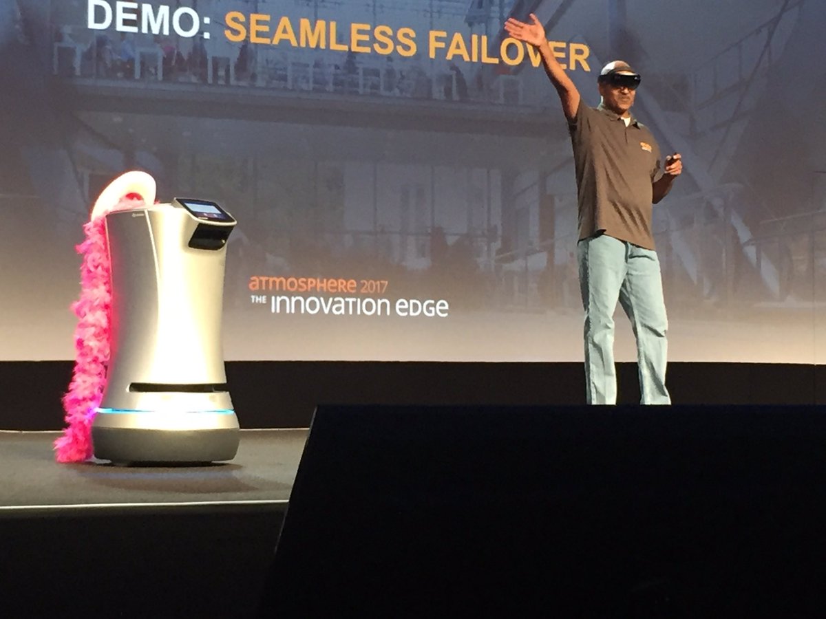 <a href="/airheadone/">Partha Narasimhan</a> and his trusty robot companion named Dolly. Gotta love Nashville! #ATM17