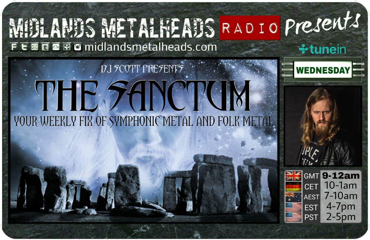 MMH_Radio's tweet photo. Tonight from 9pm GMT #TheSanctum with DJ Scott. 3 hours of #symphonicmetal and #folkmetal @MMSanctum https://t.co/ED7but68B1