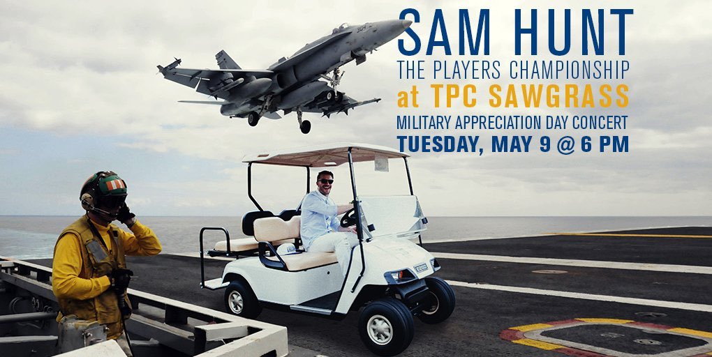 adams_entertain's tweet photo. We are so  pumped to bring @SamHuntMusic to the Military Appreciation Day Concert @THEPLAYERSChamp on May 9 https://t.co/40jXGZx3MR