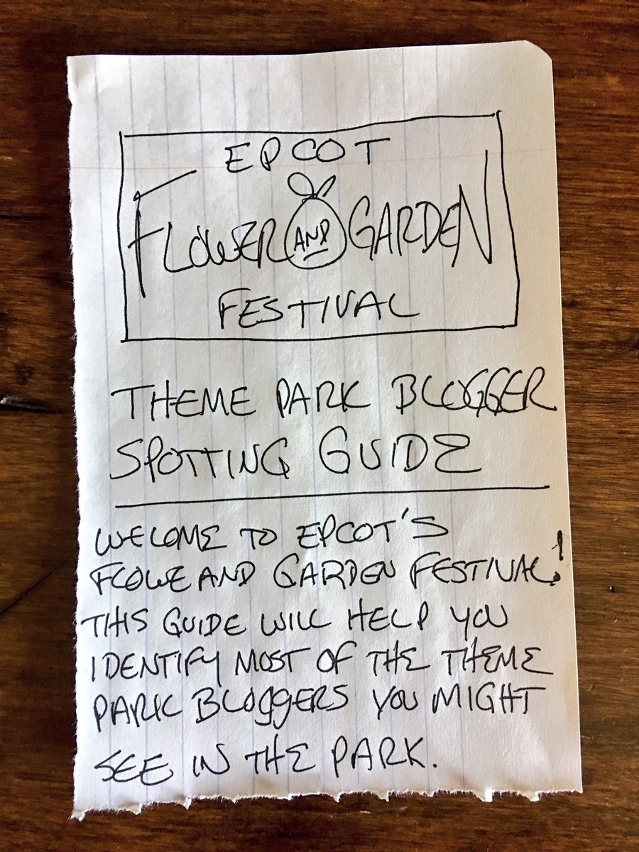 derekburgan's tweet image. A THEME PARK BLOGGER SPOTTING GUIDE for anyone going to this year's Flower and Garden Festival. Print and study. It may save your life.