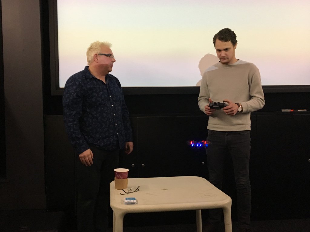 CCLeic's tweet image. We have a practical drone flying aspect to the talk with @LargeScaleFilm giving @tcottey a flying lesson #CCLeic