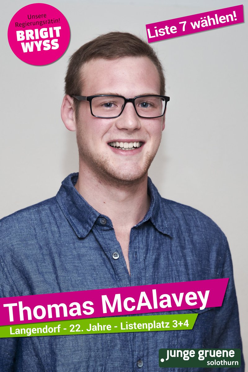 Junge Grüne in den #Kantonsrat! 
Jetzt <a href="/ThomasMcAlavey/">Thomas McAlavey</a> wählen! #WahlSO17 #WahlenSO17 #KRSO17