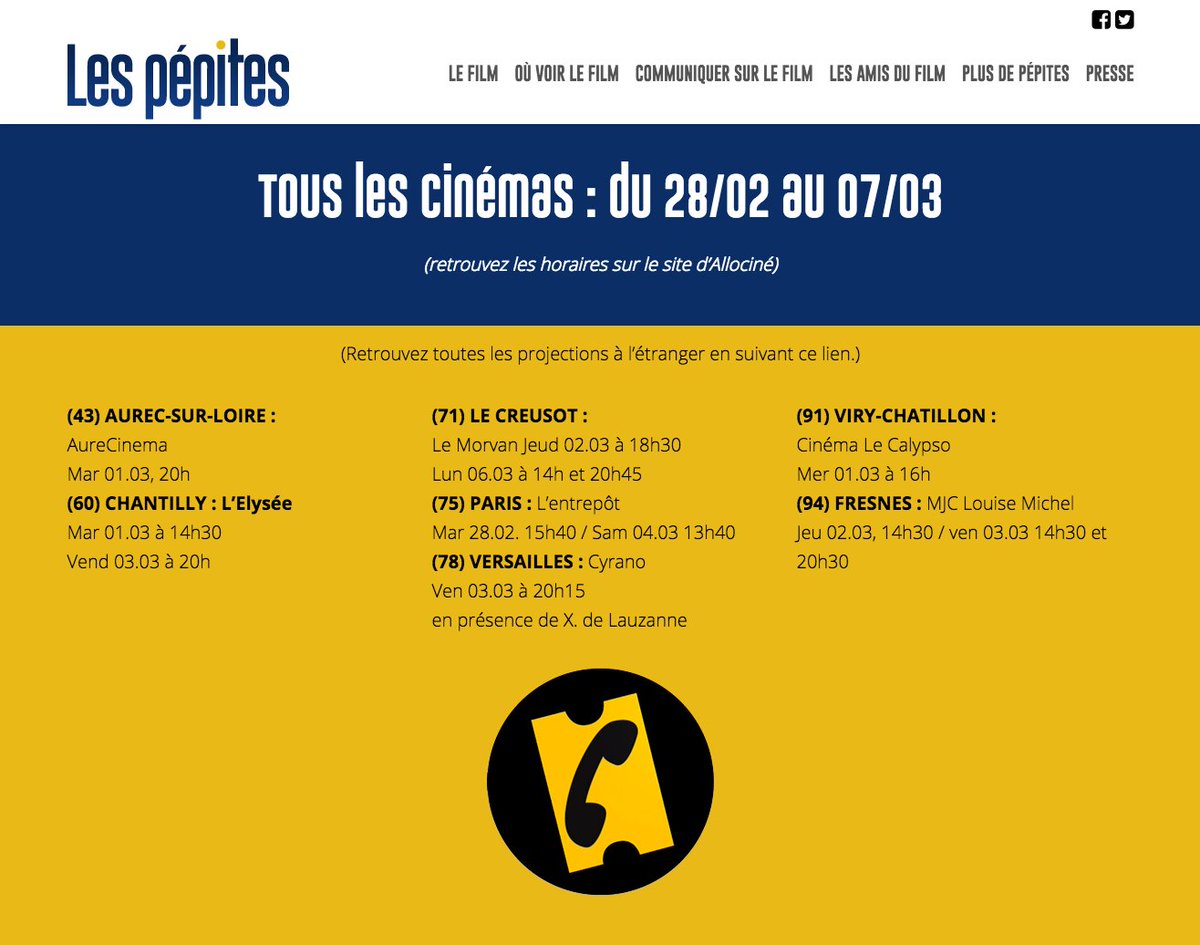 Où voir #Lespepites du 1 au 7 mars ? #chantilly @CinemaElyseeChy #LeCreusot @Versailles @VersaillesCine @Viry_Chatillon @mjcfresnes🎬