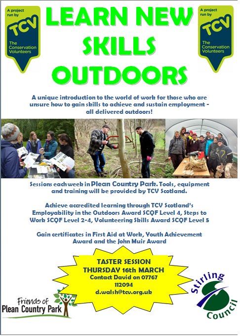 TCVScotland's tweet photo. New employability program starting at Plean park.  Come along to a taster session on March 16th or contact David! @FoPCP @StirlingCouncil https://t.co/F78oVw8bKX