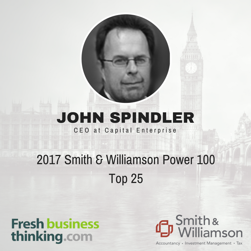 CEO of <a href="/capenterprise/">Capital Enterprise</a> John Spindler has made the #SWPower100. View our full list now: bit.ly/SWPower1002017