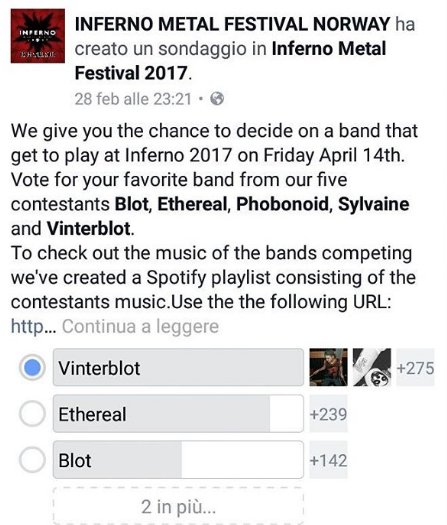 Bring Vinterblot to <a href="/InfernoFestival/">INFERNO METAL FESTIVAL</a> !

Feel free to vote for Vinterblot here: goo.gl/aZuVag

#metal #oslo #infernometal #contest
