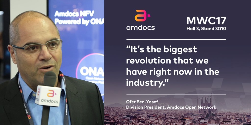Amdocs's tweet image. Ofer Ben-Yosef, Division President of @AmdocsNetwork on #ONAP. #NFV #MWC17