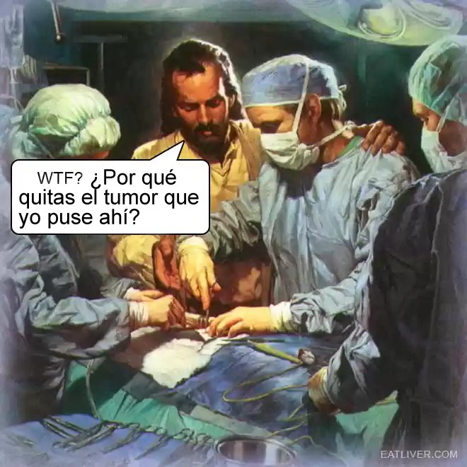 Cada vez que alguien da las gracias a Dios por curarse del cáncer me acuerdo de esta viñeta...