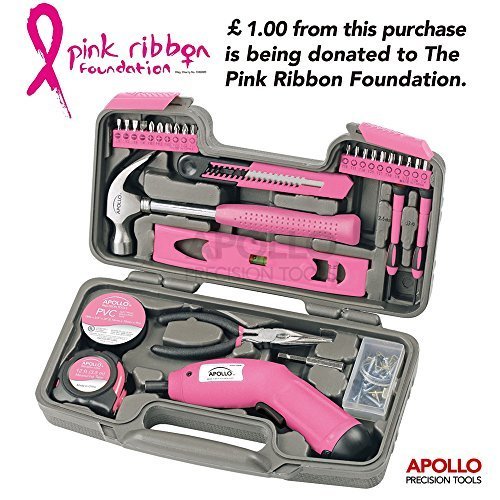 DiySumo's tweet photo. Apollo 70 Piece Pink DIY Household Tool Kit including 6V Cordless Screwdriver in Storage Box https://t.co/0HwMo6mXd4 (via Amazon) https://t.co/yL1LeSQ9pn