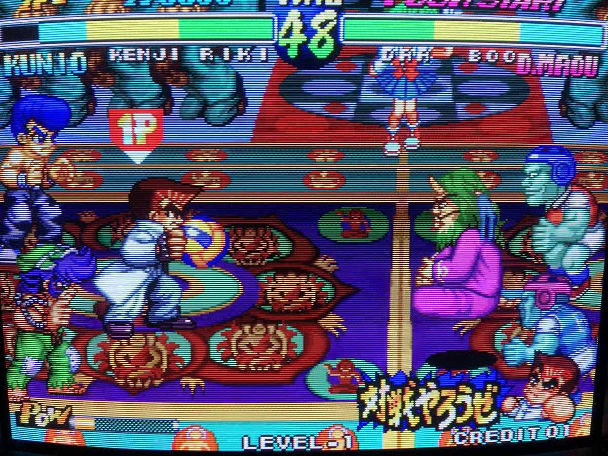 くろべぇ 数年前に新品を入手したくにおの熱血闘球伝説 この度プレイ用をゲト テクノスジャパンの倒産で国内版が出なかったタイトルだけど 出せなかった本当の理由はこのラスボスのデザインだろと どう見てもアレなんだよなぁ w Mvs ネオジオ