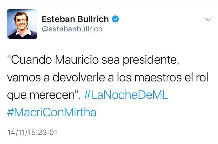 PuebloBeto's tweet photo. #OtraCuenta
Por cierto q le devolvieron el rol a los Maestros.
El q tenían cuando Menem y De La Rua eran Presidentes
https://t.co/OwsPOZfFC9