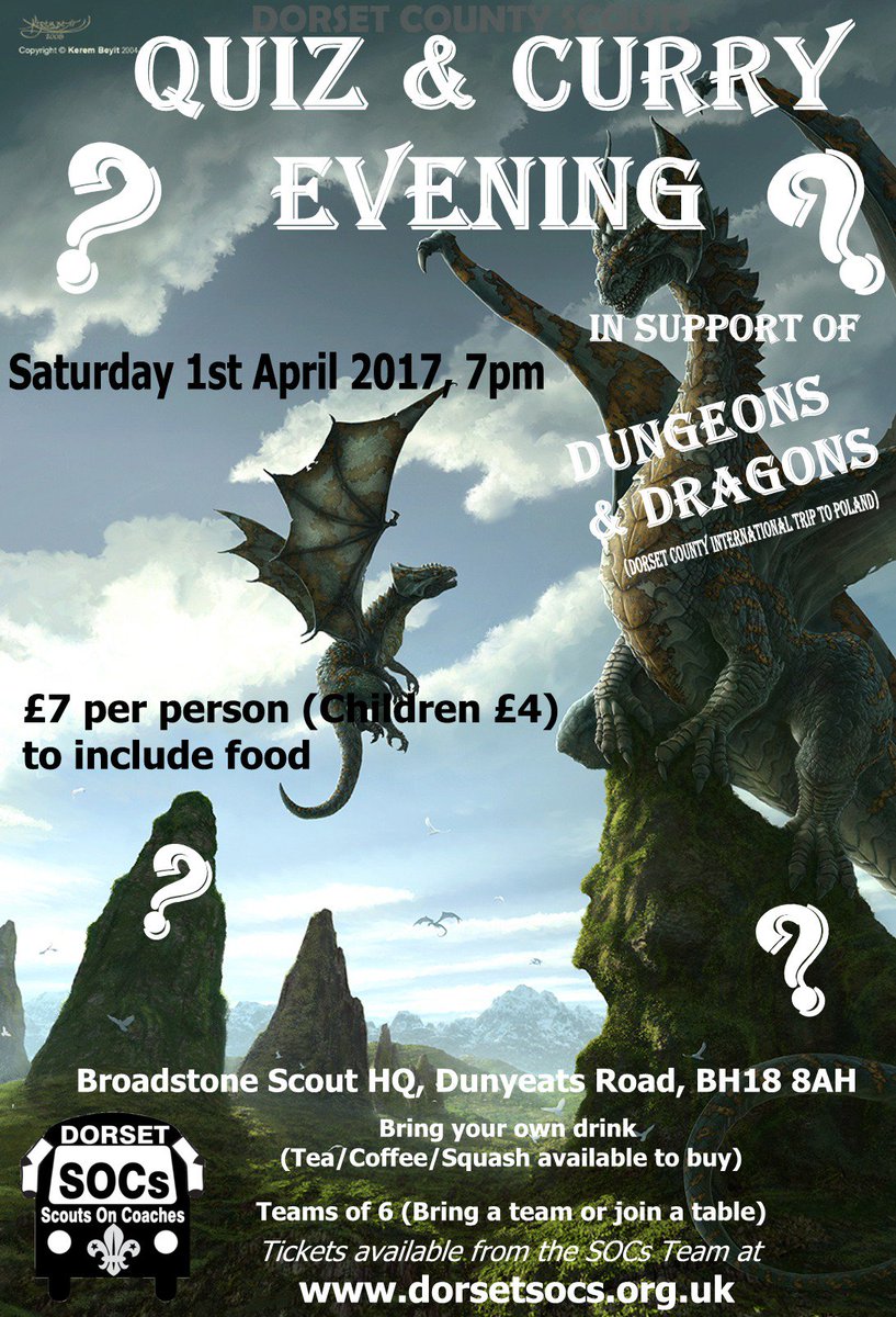 Join us for our Quiz, Food, Raffle, &amp; more! Tickets £7 (£4 children) including food &amp; may be even entertainment! dorsetsocs.org.uk