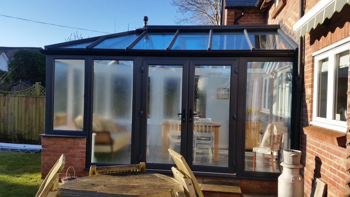 just finished in grey <a href="/Ultraframe1/">Ultraframe</a> <a href="/SpecialisedPR5/">Specialised</a> @thermonet_ufh active blue glass roof, underfloor heating <a href="/jackisutton7/">Jacki Sutton</a> Great job Lads😊