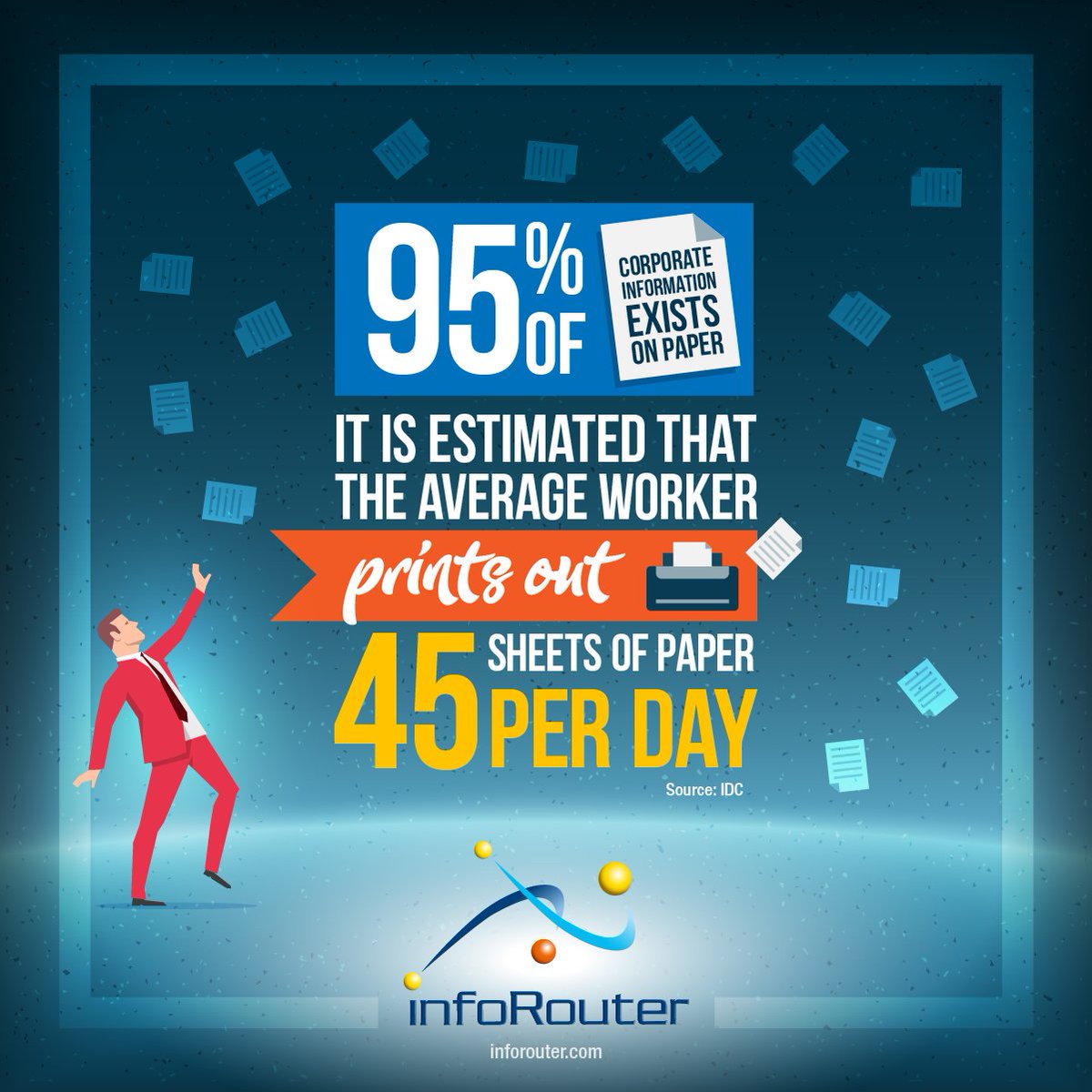 infoRouter's tweet image. 95% of corporate information exists on paper. Implement infoRouter and 
#gopaperless #nopaper #inforouter #edms

ow.ly/iy31309tfL6