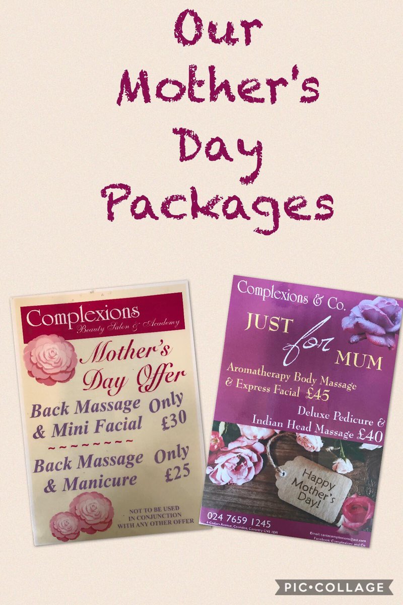 Complexions_Co's tweet photo. Treat your mum this Mother's Day with one of our packages https://t.co/YeSaRj5Ysg