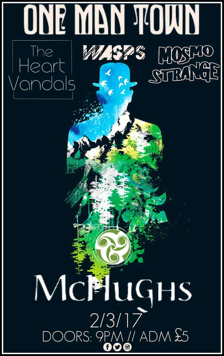 Live Music tomorrow night in the basement with <a href="/onemantownmusic/">One Man Town</a>  <a href="/TheHeartVandals/">The Heart Vandals</a> <a href="/mosmostrange/">Mosmo Strange</a> &amp; Wasps!