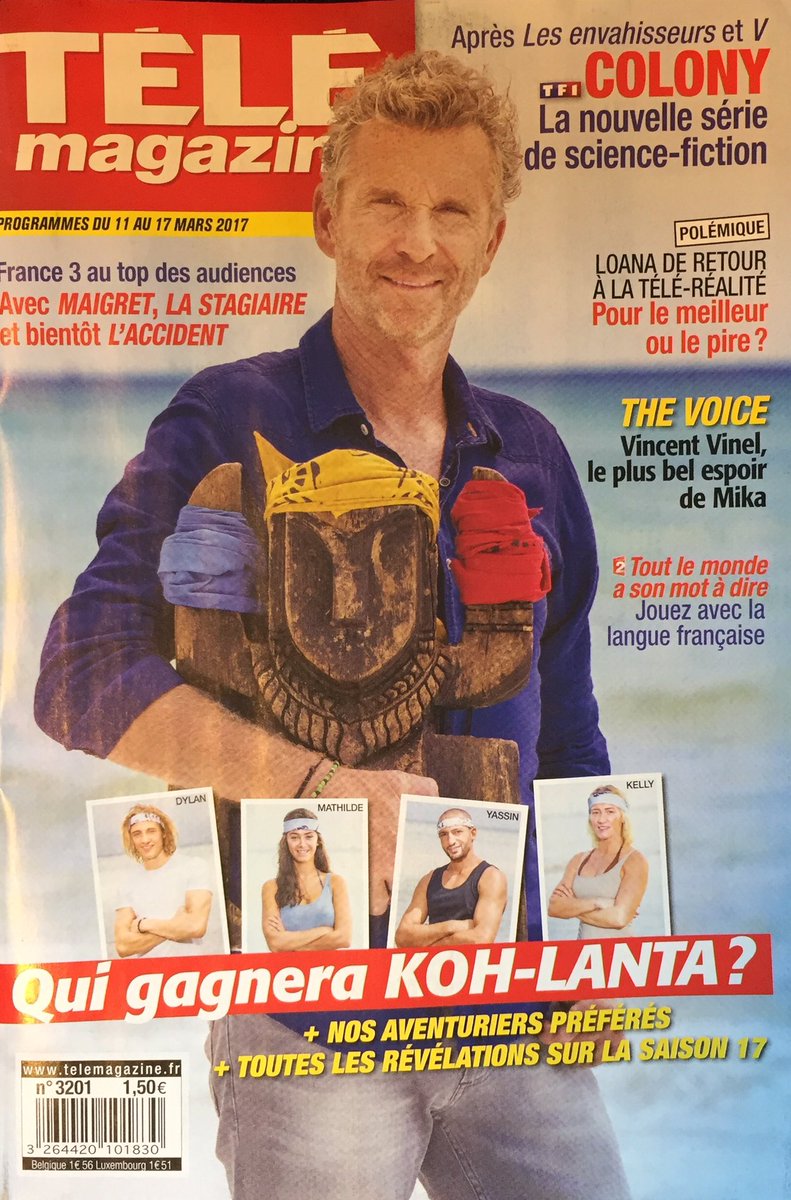 En Une de <a href="/telemagazine/">Télé Magazine</a> <a href="/DenisBrogniart/">Denis Brogniart</a> #KohLanta dès le vendredi 10/03 à 20h55 <a href="/TF1/">TF1</a> et sur <a href="/Ushuaia_TV/">Ushuaïa TV</a> dès le samedi 04/03 à 20h40