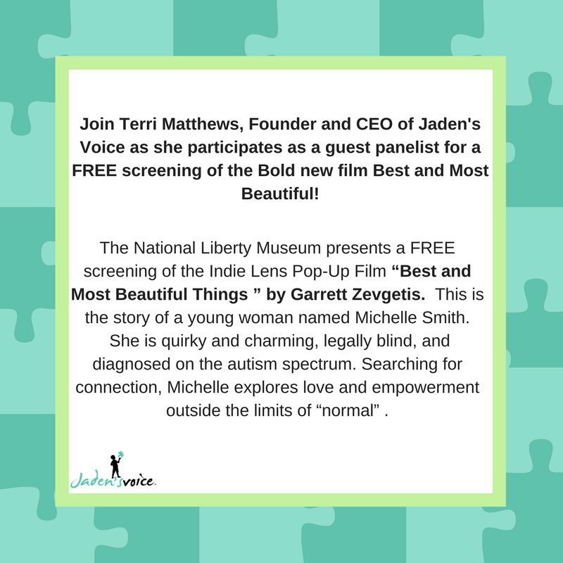 jadensvoice's tweet photo. Join Terri Matthews for a screening of a new film promoting autism awareness. Click the link for more details https://t.co/KuWVG87U4g https://t.co/ziq8etWtRc