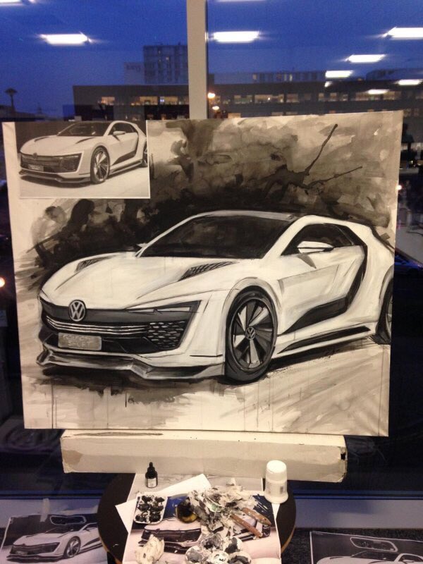 natashaphipps's tweet photo. I've just finished this painting for the new offices, it's a Volkswagen concept car and probably the first car I've painted https://t.co/FBvtoMEJ90