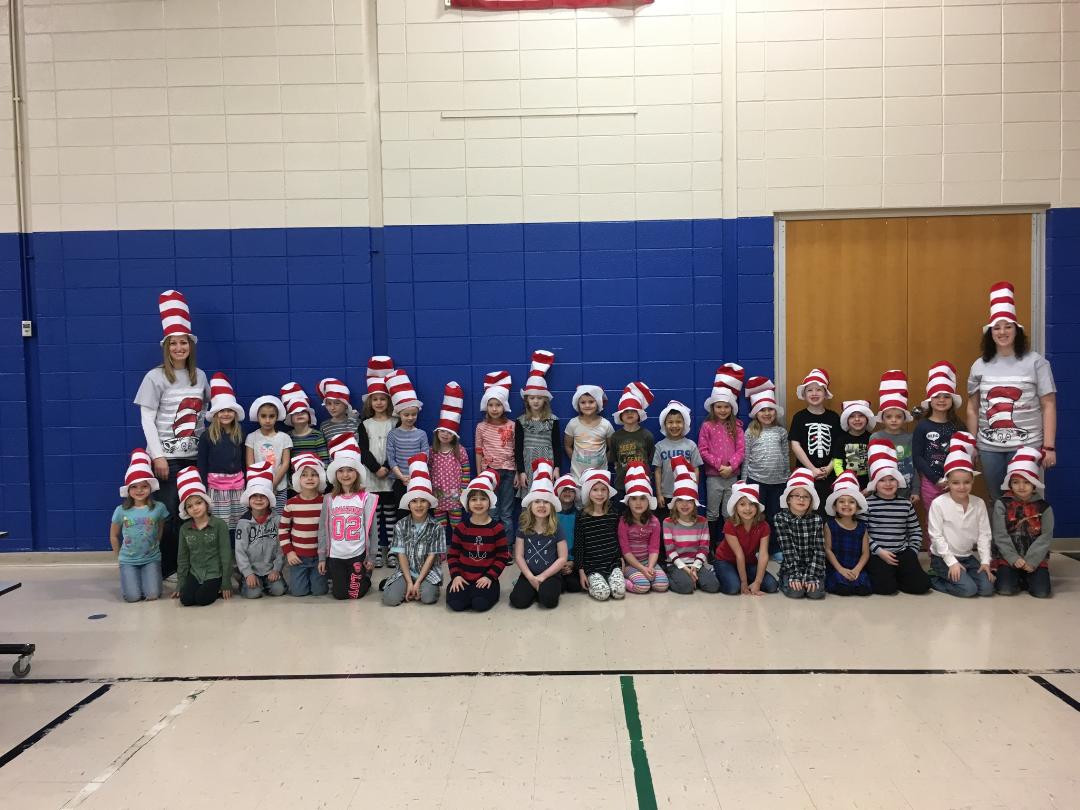 Riverview_Elem's tweet photo. Our firsties in their Cat in the Hat hats in honor of #ReadAcrossAmerica and #readingspiritweek #cometpride https://t.co/sEdiIdEULj