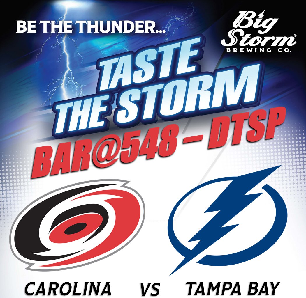 BigStormBrewing's tweet photo. Come watch the @TBLightning game with us tonight at 7p @ #BARat548! Enjoy #Wavemaker & #Helicity and get a chance to win #BigStorm prizes! https://t.co/rYwUNeiTeh