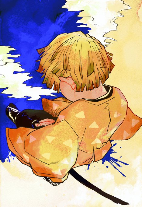 ねこはさんがTwitterに投稿した我妻善逸(鬼滅の刃)のイラスト。