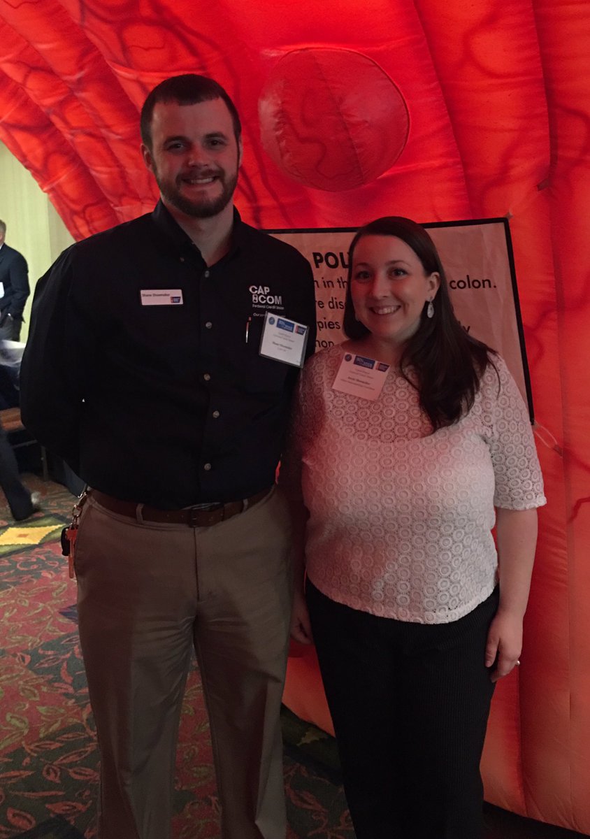 sshmkr's tweet photo. With a toddler &amp; infant, date night may be in a giant colon. Jessie representing Albany GI and me for CAP COM and the ACS board. #notmycolon https://t.co/UIAd4dB83r
