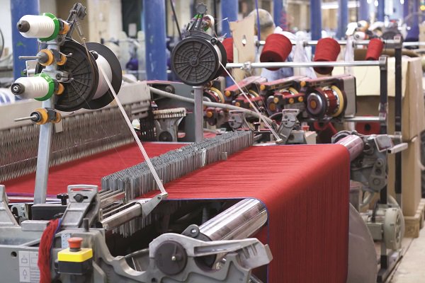 Such a vibrant colour coming off one of the looms today in our Yorkshire Weaving Mill.