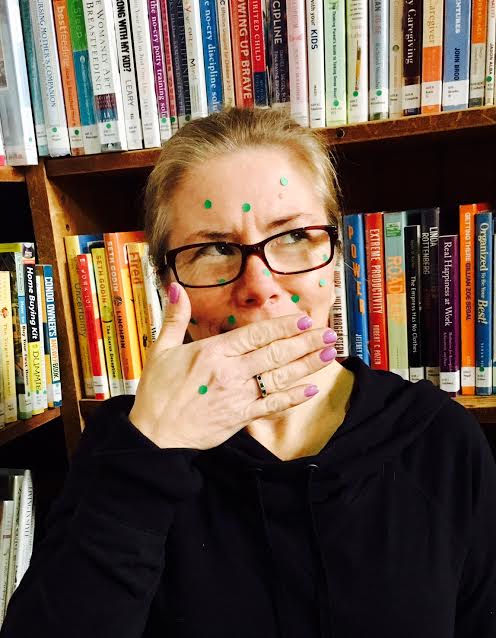 woburnlibrary's tweet photo. Staff are coming down with the Green Dot Pox. #movinglibraries #riskybusiness #woburnlibrary @FriendsofWPL https://t.co/4xRrrPQbrK