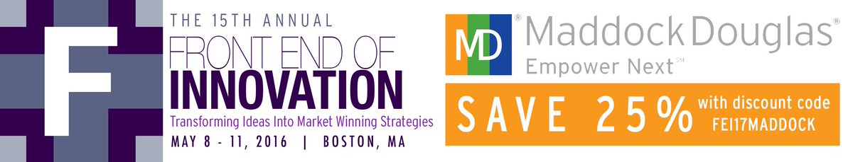 Get 25% off @FEI_Innovation - apply code “FEI2017MADDOCK” Say "hi" <a href="/theideamonkey/">Mike Maddock</a> <a href="/mariafschepis/">Maria F Schepis</a> #empowernext #feinnovation <a href="/MaddockDouglas/">Maddock Douglas</a>