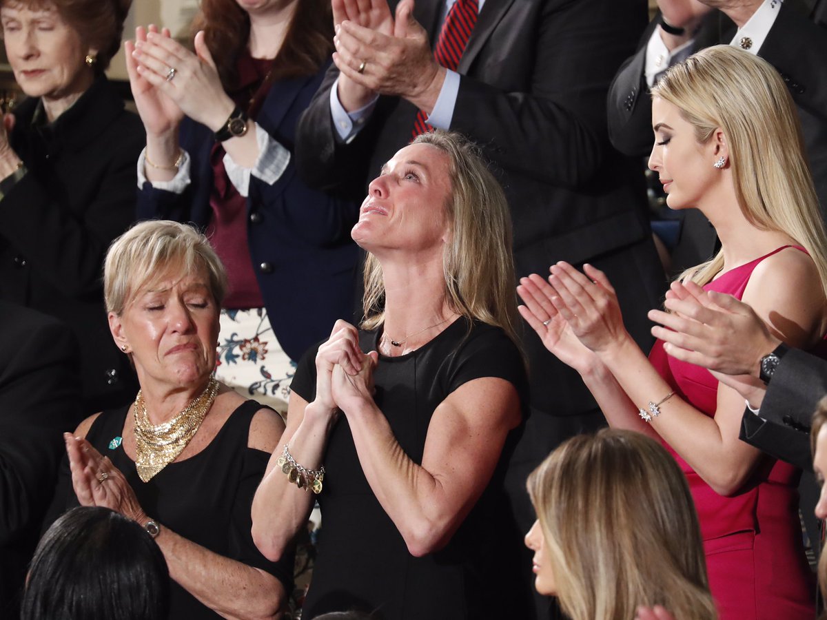 VeteransCall's tweet photo. This emotional moment honoring Navy SEAL Ryan Owens and his wife Carryn was remarkable. Thank you Ryan for your service to our nation. https://t.co/qKvnjUdYlh