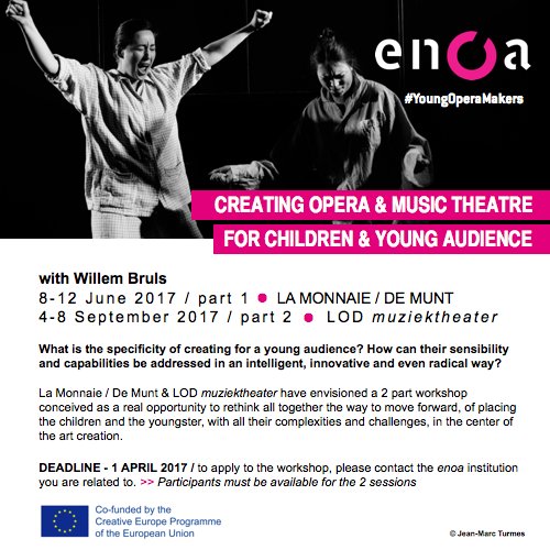 enoacommunity's tweet photo. Interested in creating for a young audience in an innovative and even radical way? Apply to the #enoawk by @LaMonnaieDeMunt @LODmzkthtr https://t.co/pIj77Ae9T8
