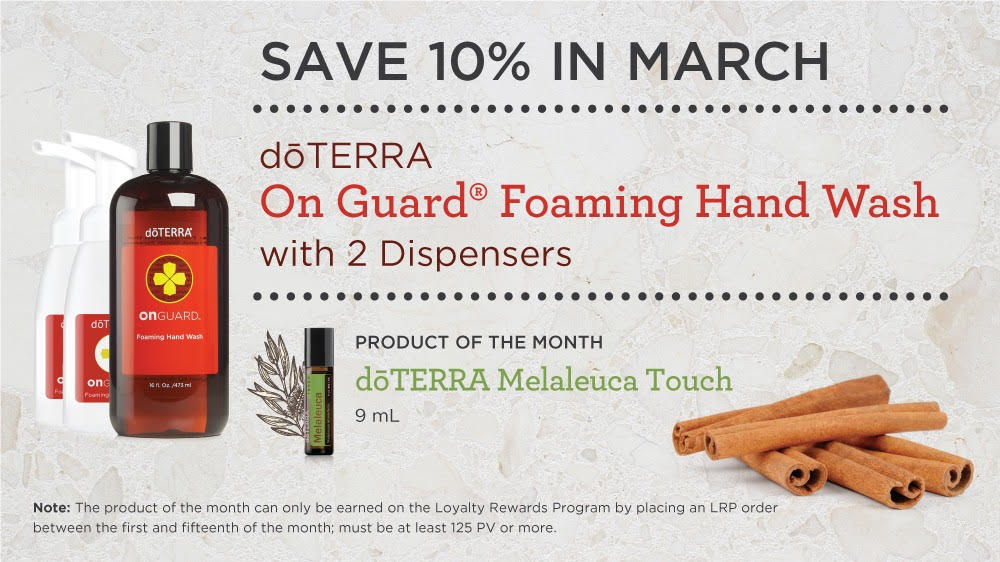 doterra's tweet photo. Welcome to March!🍀 Save 10% on On Guard® Foaming Hand Wash and roll on some goodness with the POM-Melaluca Touch! https://t.co/m2HX1dTbY6