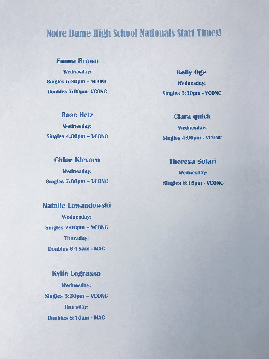 NDHSROfficial's tweet photo. Nationals 2017 begins in 2 hours ladies! Here are your start times! Make us proud!!! 💙🏅👊🏼 #RebelPride #RoadToNationals #JoeApproves https://t.co/RY9AkG8AKm
