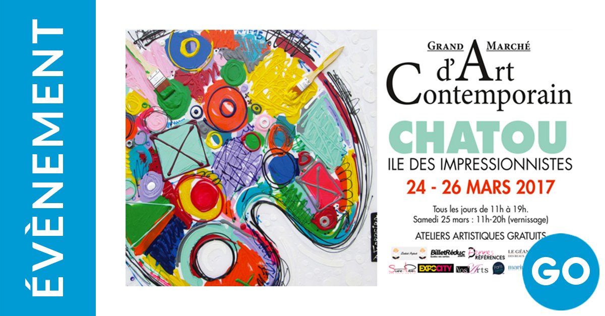 weclap_fr's tweet photo. #InvitationsSalon Ne manquez pas le Grand #Marché d’ #art #contemporain à @VilledeChatou du 24 au 26/03 ▶️ https://t.co/wDkbVB9wgp #GMAC https://t.co/Rl5jjndfU9