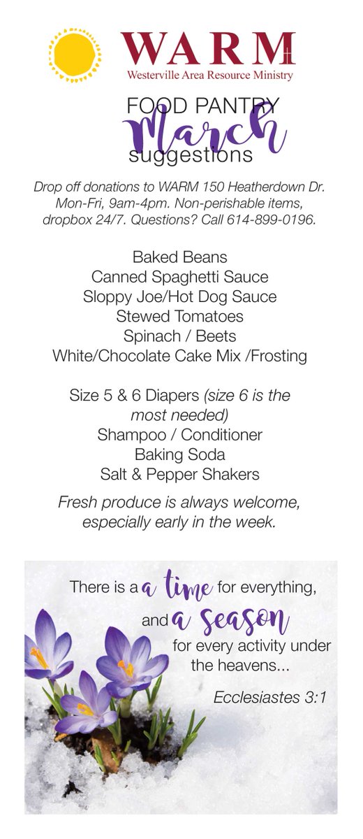 WARM_1972's tweet image. Hard to believe that it is already March! See our pantry's most needed items for the month.
#mostneededitems