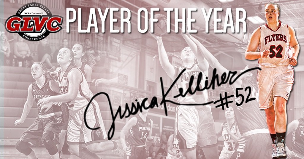 LewisWBBall's tweet photo. Sophomore Jessica Kelliher named @glvcsports Player of the Year for the 2016-17 season! #playeroftheyear #GLVCwbb #FlightOn #lewiswbb https://t.co/K8BPcFr5Pc